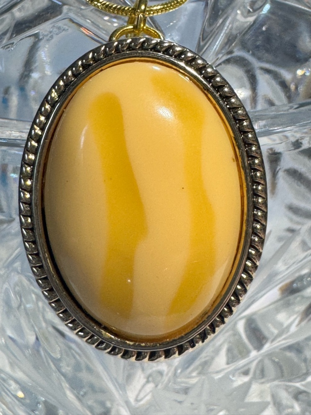 Baltic Butterscotch Egg Yolk Amber Oval Pendant Necklace